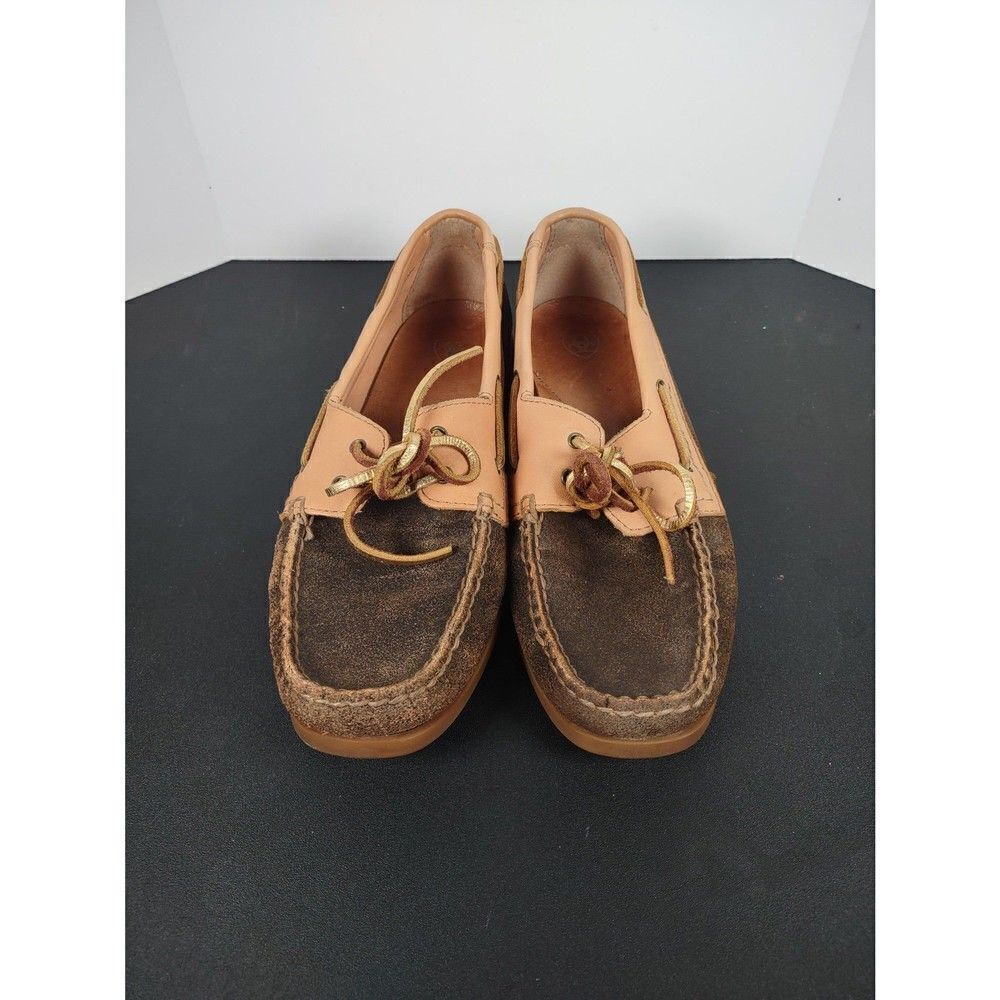 Ariat 10012905 Yuma Peach & Brown Boat Oxford Lace Up Leather Womens Shoe Sz 8.5 - Picture 2 of 8